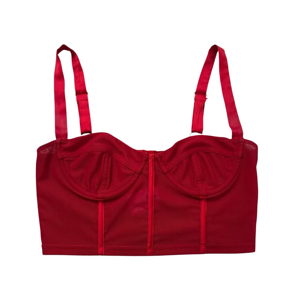 Oh Polly! red sheer mesh bustier bra top size 4